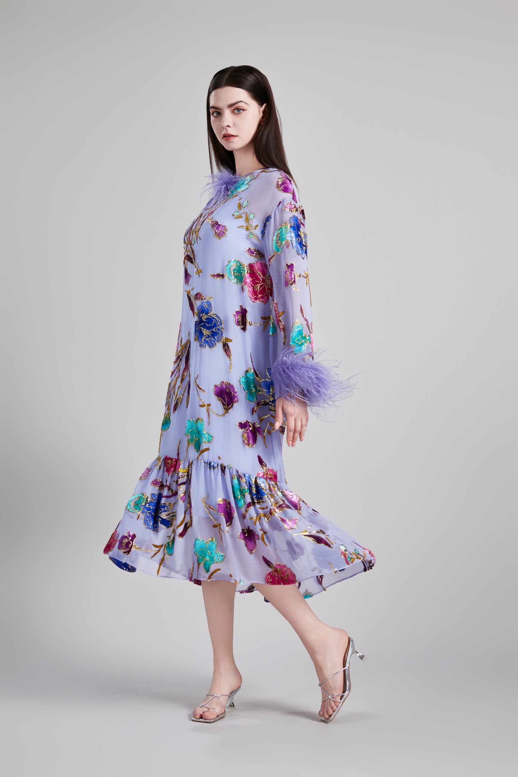 NEW CHINESE OSTRICH FEATHER DRESS