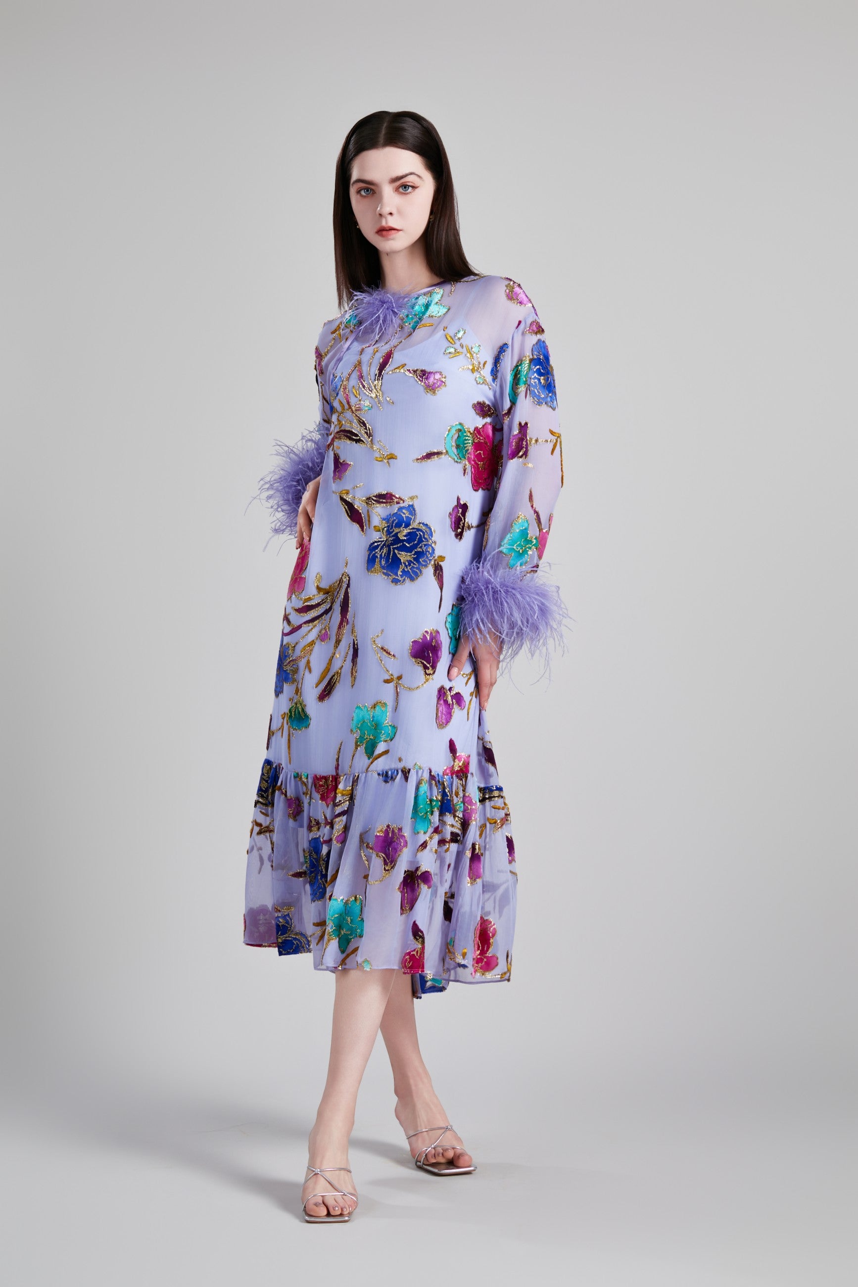 NEW CHINESE OSTRICH FEATHER DRESS