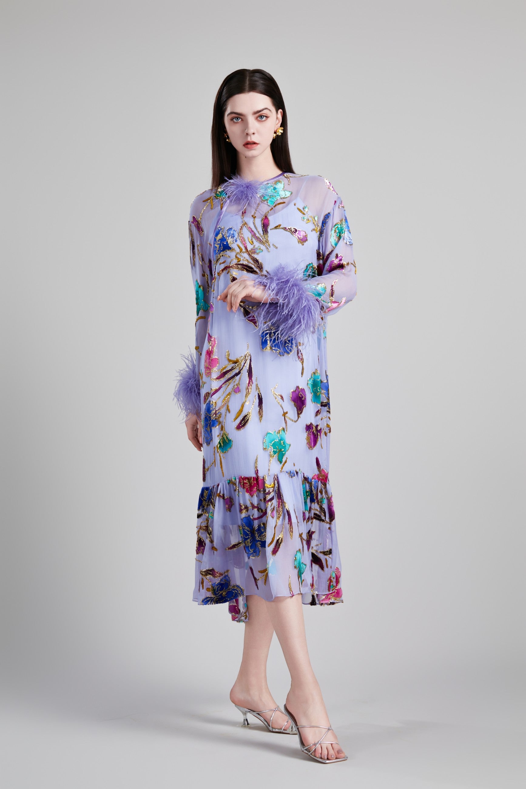 NEW CHINESE OSTRICH FEATHER DRESS