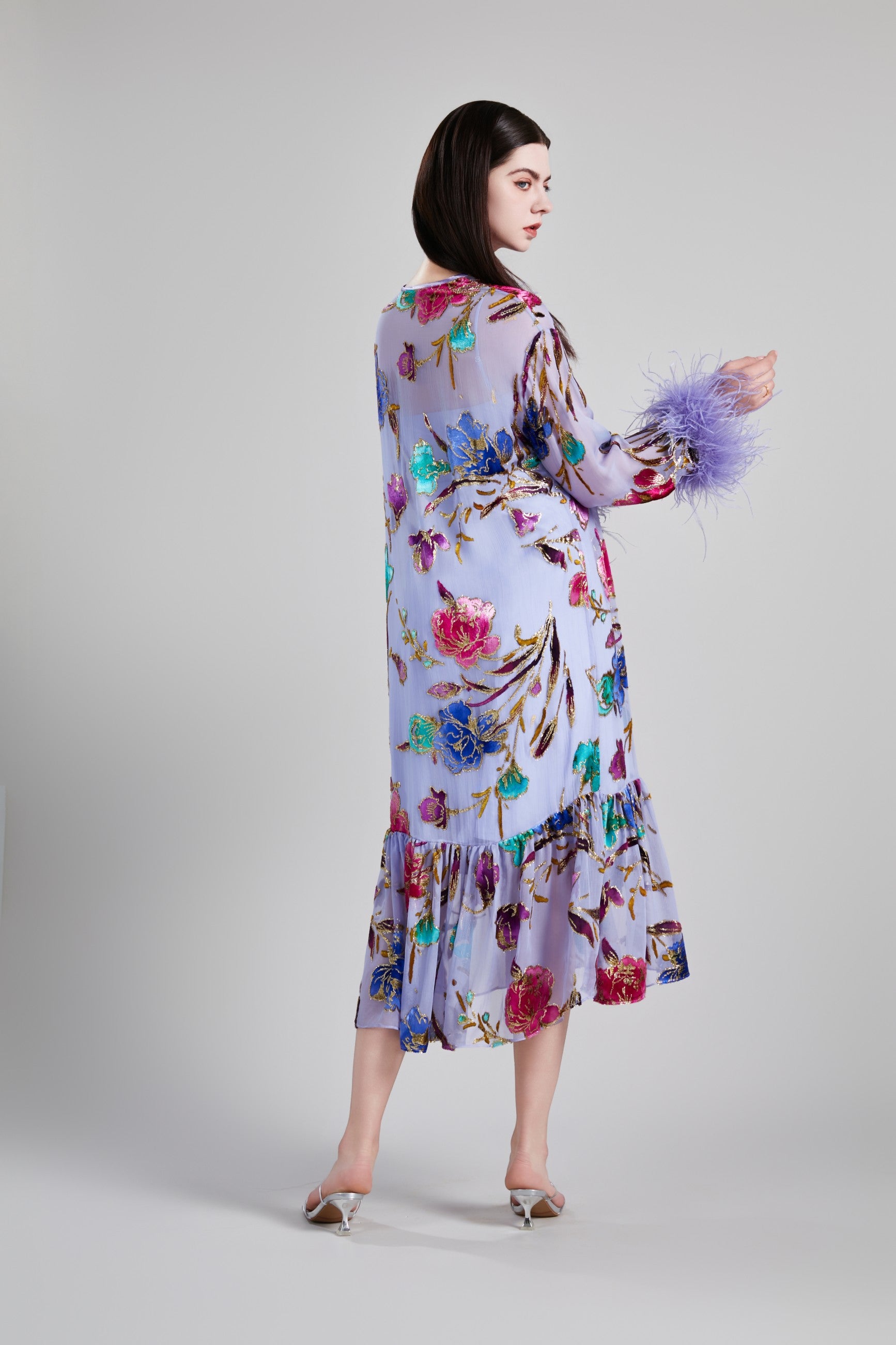NEW CHINESE OSTRICH FEATHER DRESS