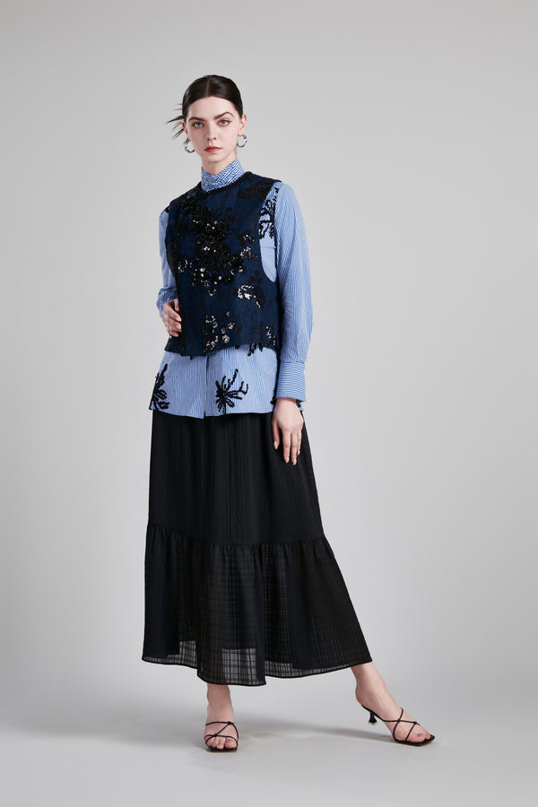 ROUND NECK ASYMMETRICAL VEST
