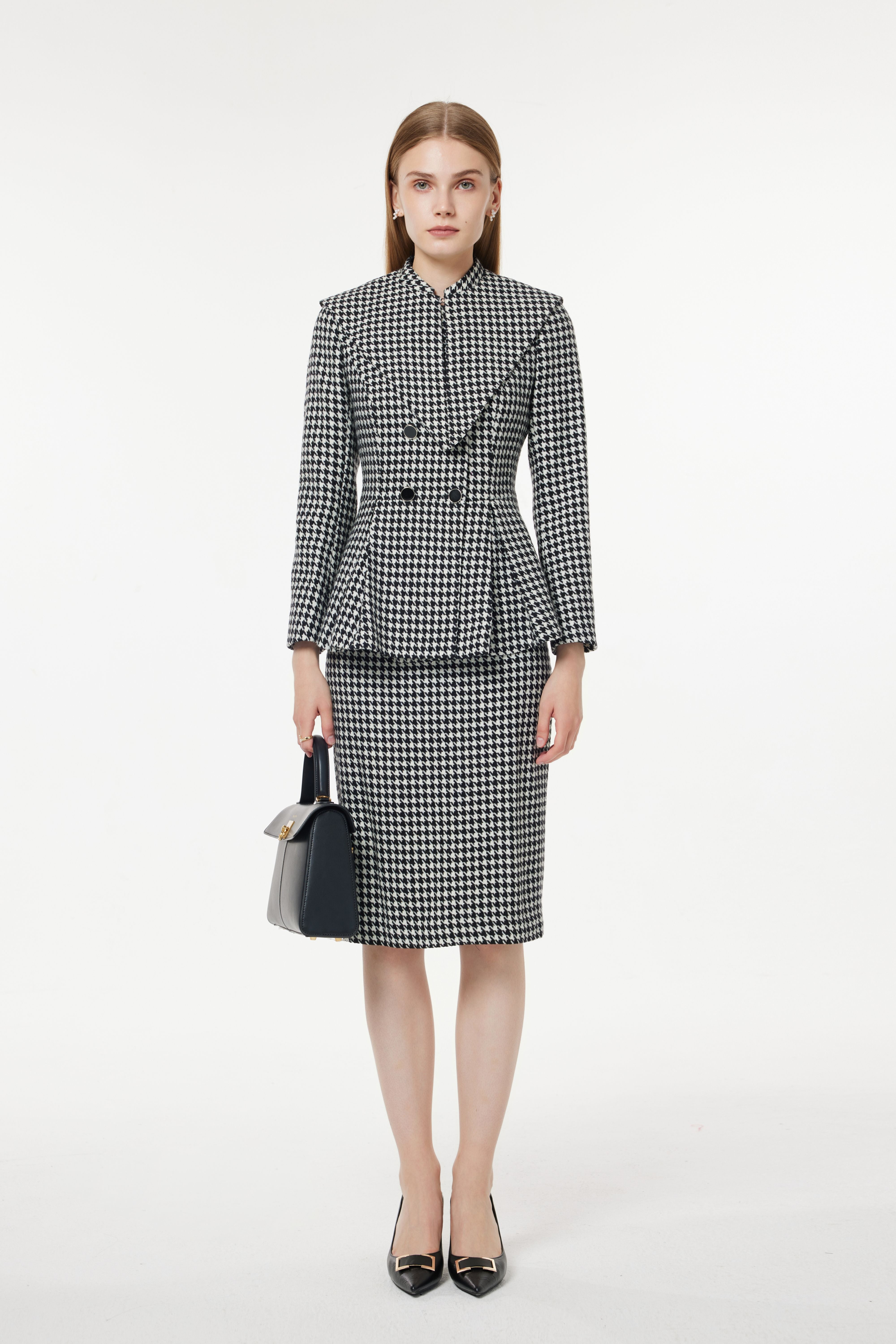 PM BLAZER FRENCH HOUNDSTOOTH SKIRT