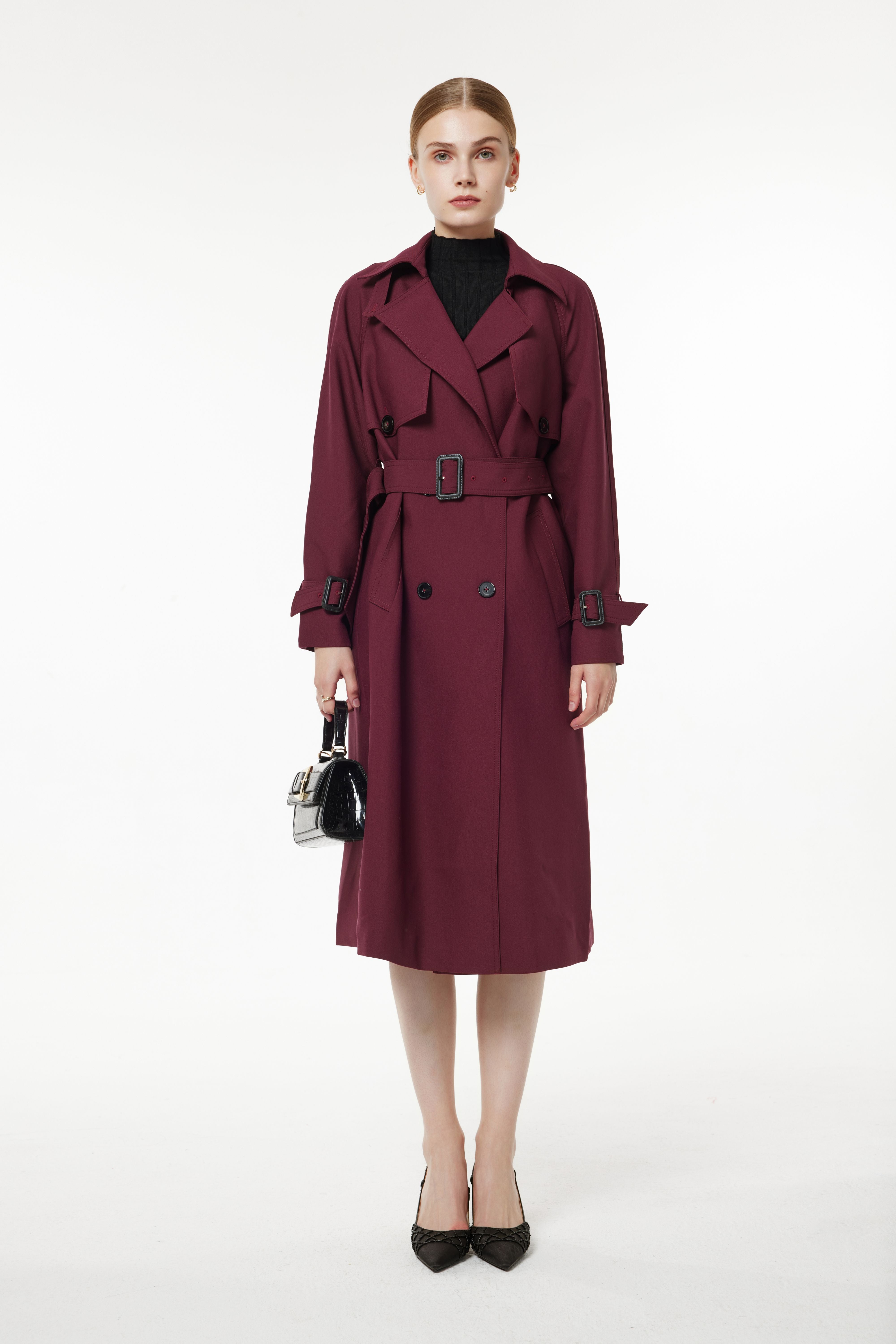 PM BURGUNDY RED TRENCH COAT