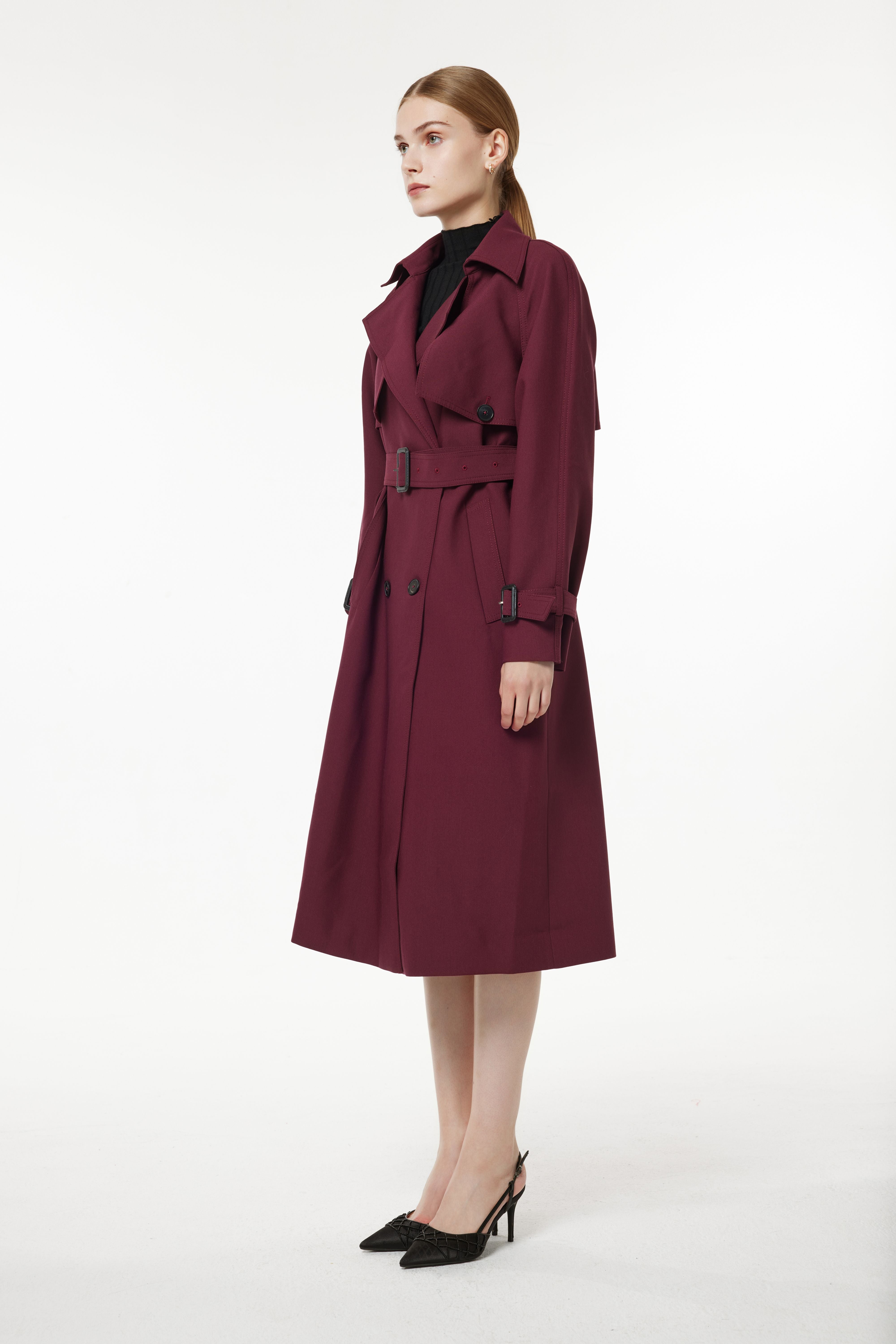 PM BURGUNDY RED TRENCH COAT