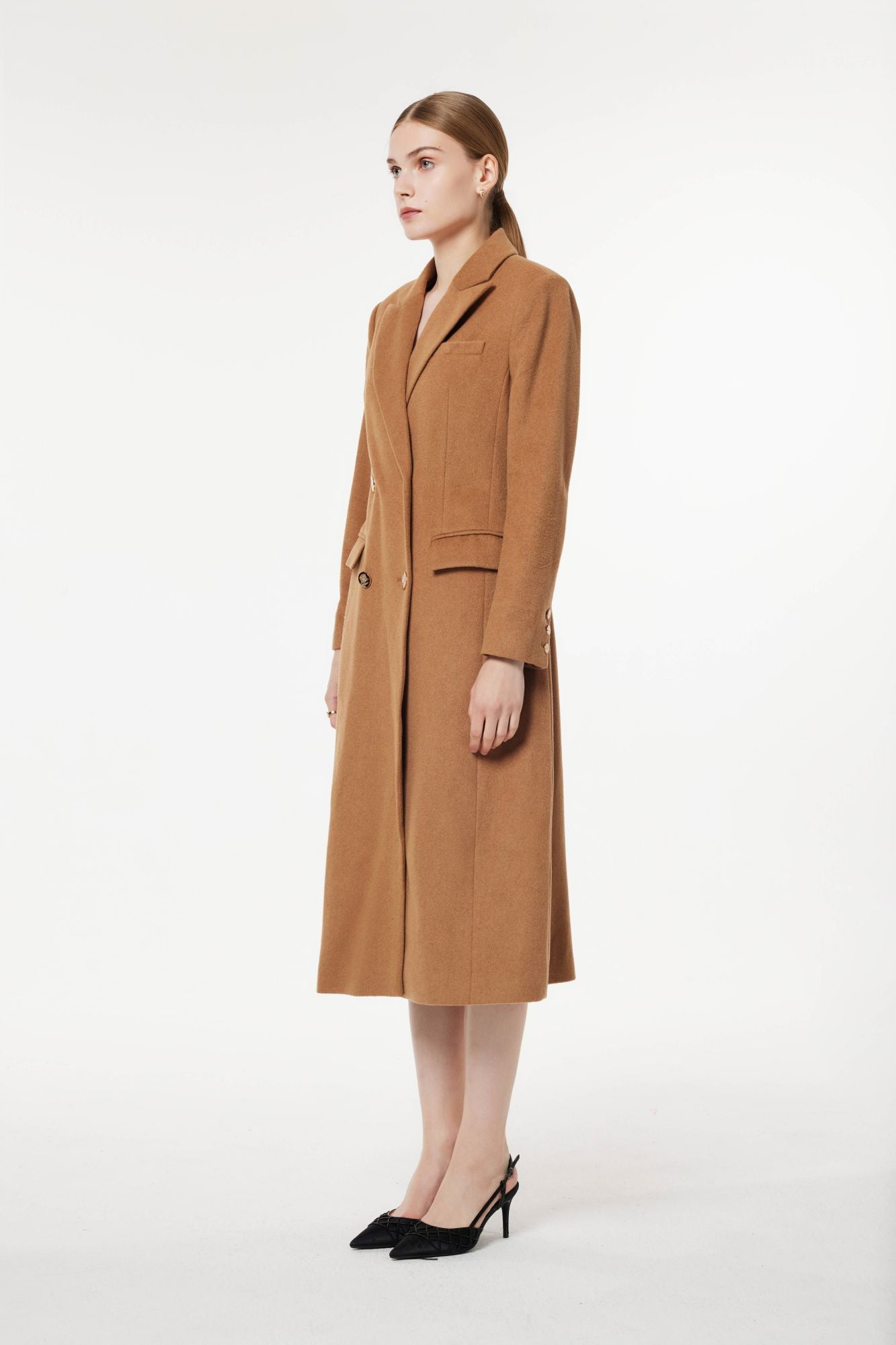 PM WOOLEN KNIT COAT DOUBLE BREASTED