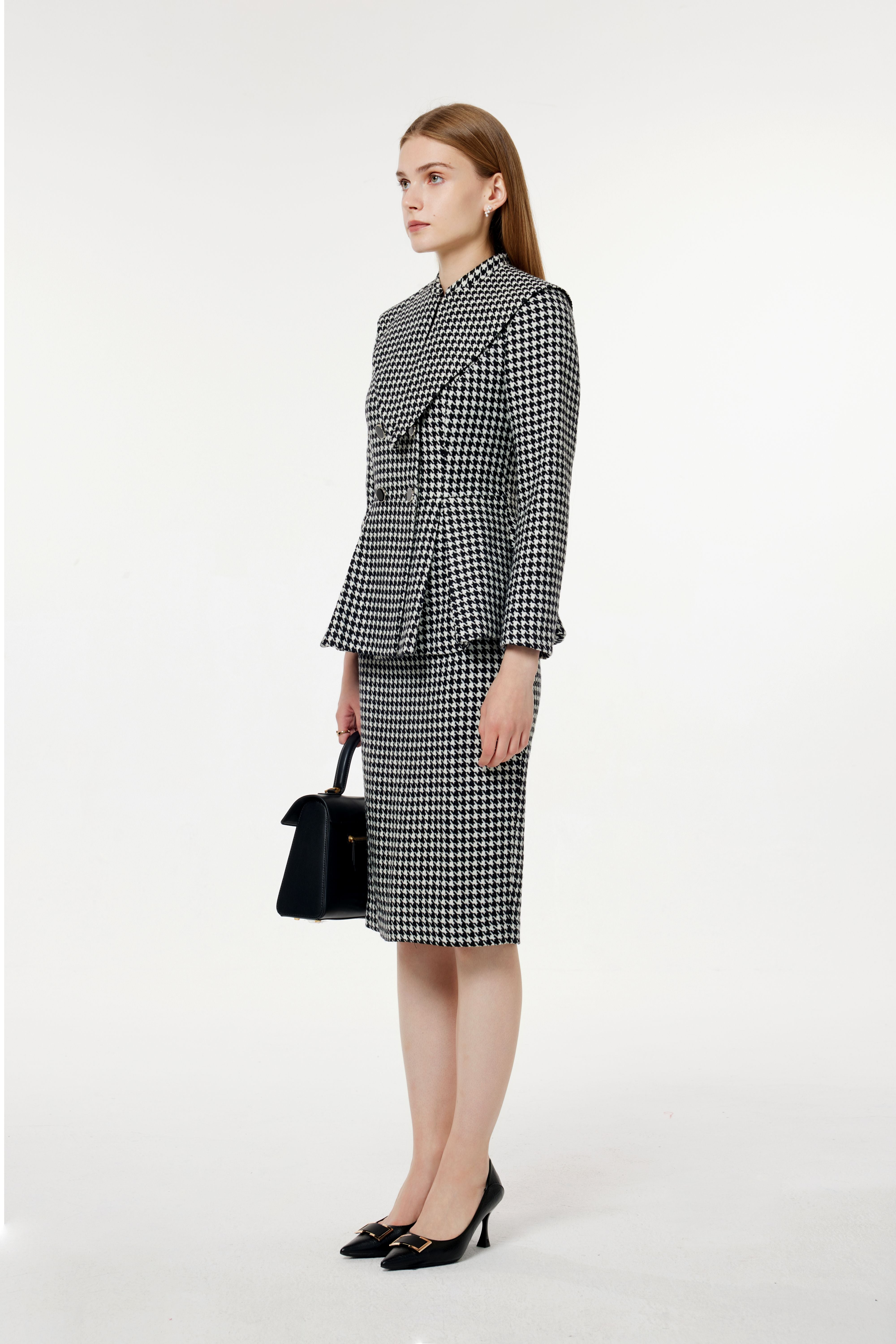 PM BLAZER FRENCH HOUNDSTOOTH SKIRT