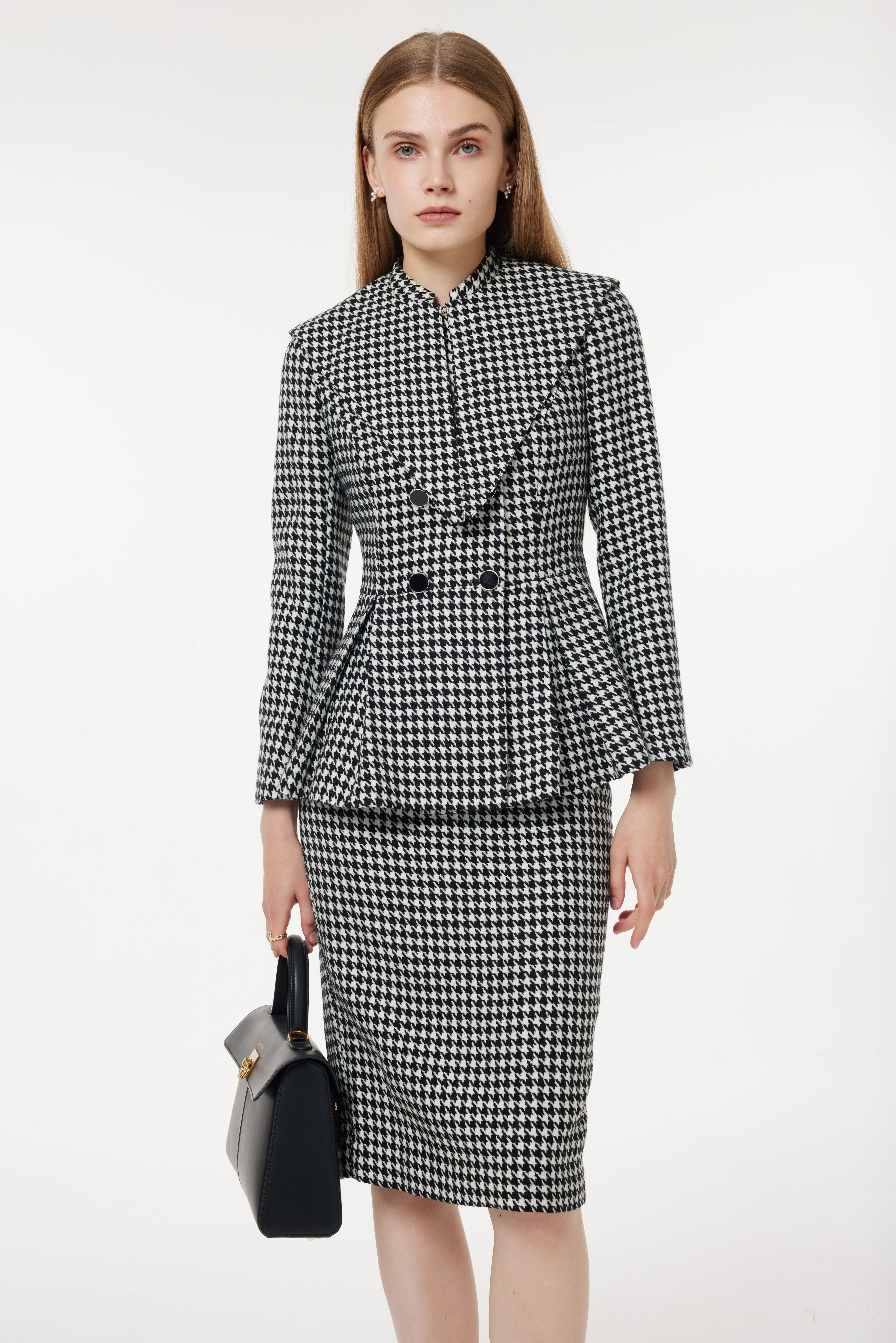 PM BLAZER FRENCH HOUNDSTOOTH SKIRT