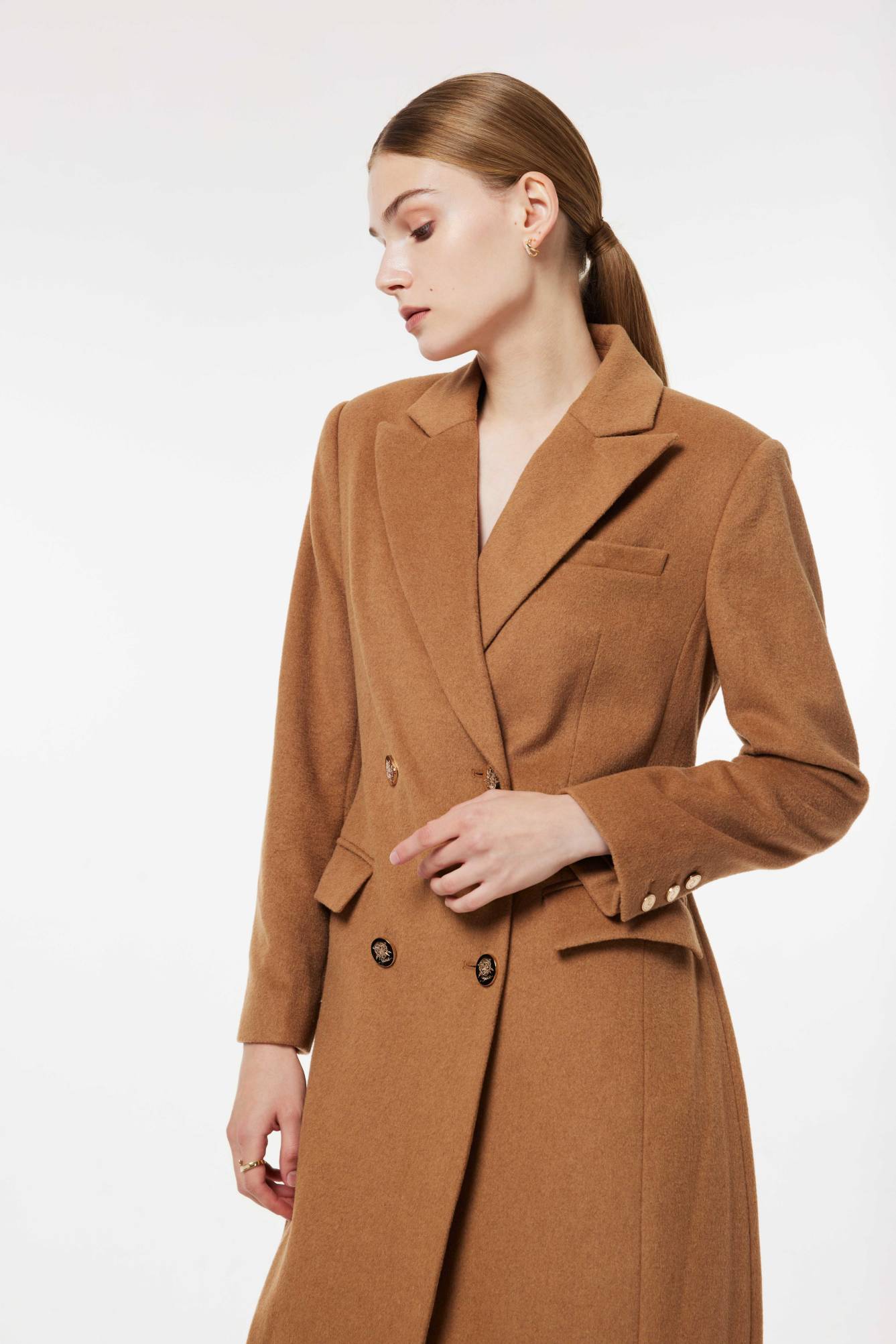 PM WOOLEN KNIT COAT DOUBLE BREASTED