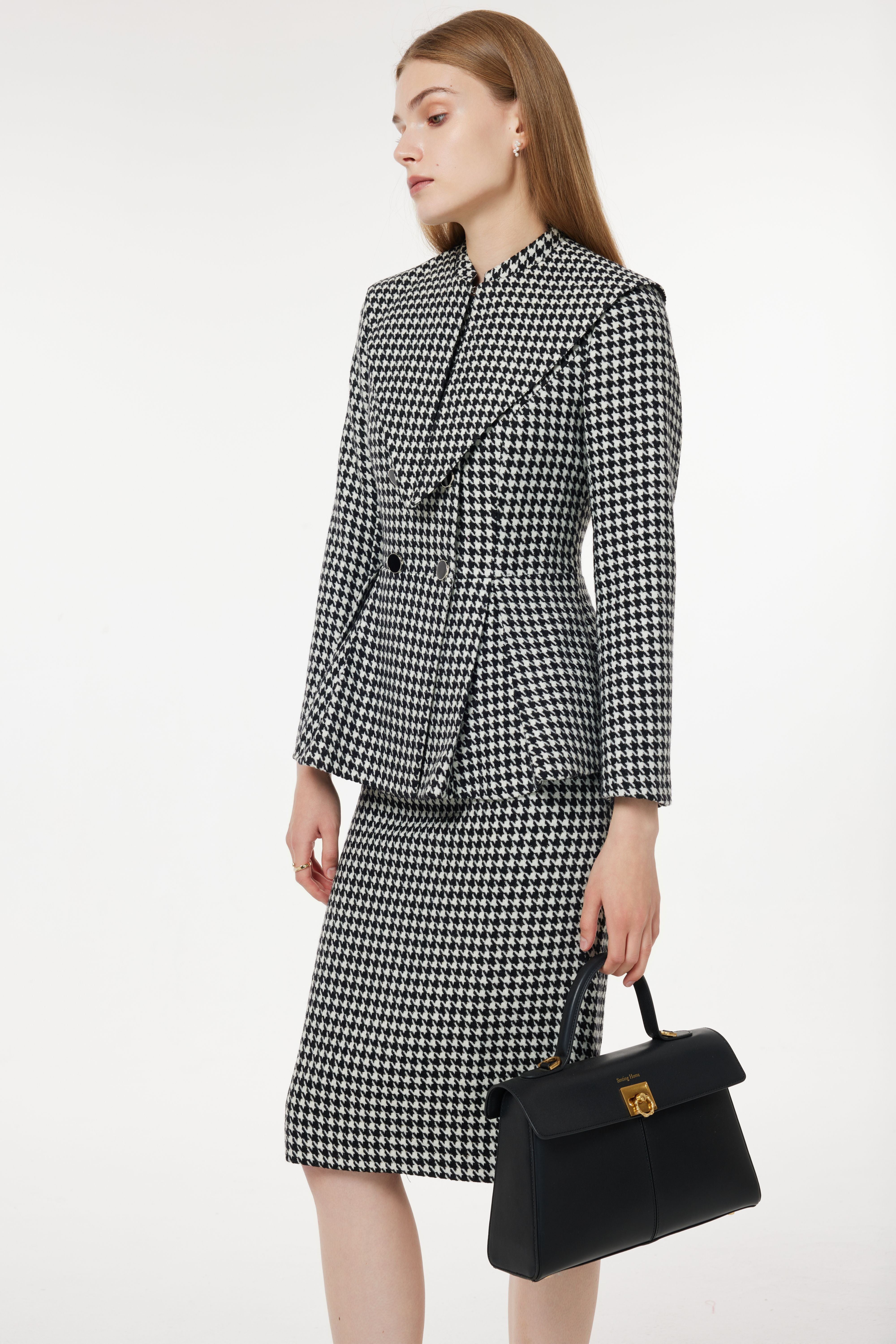 PM BLAZER FRENCH HOUNDSTOOTH SKIRT