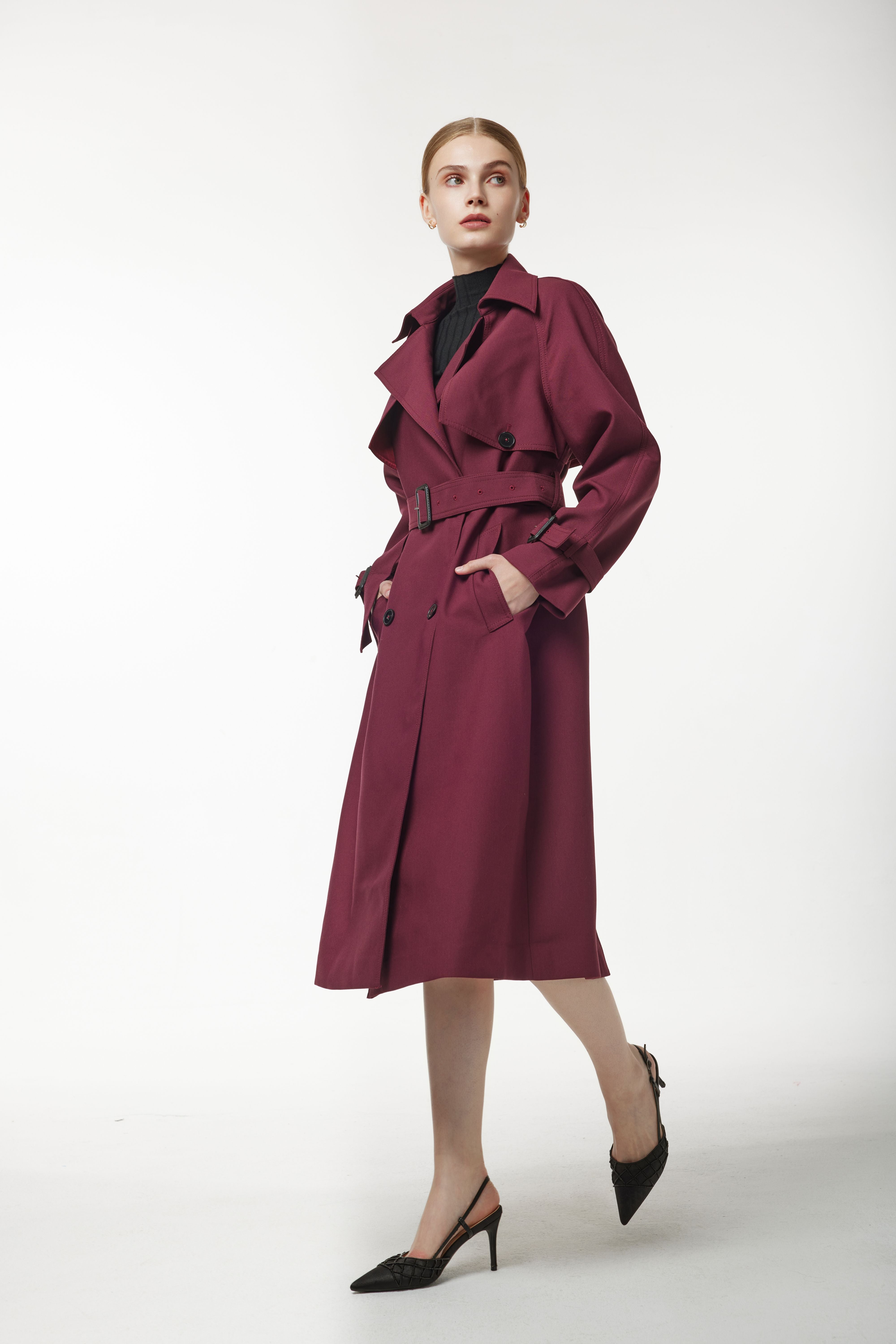 PM BURGUNDY RED TRENCH COAT