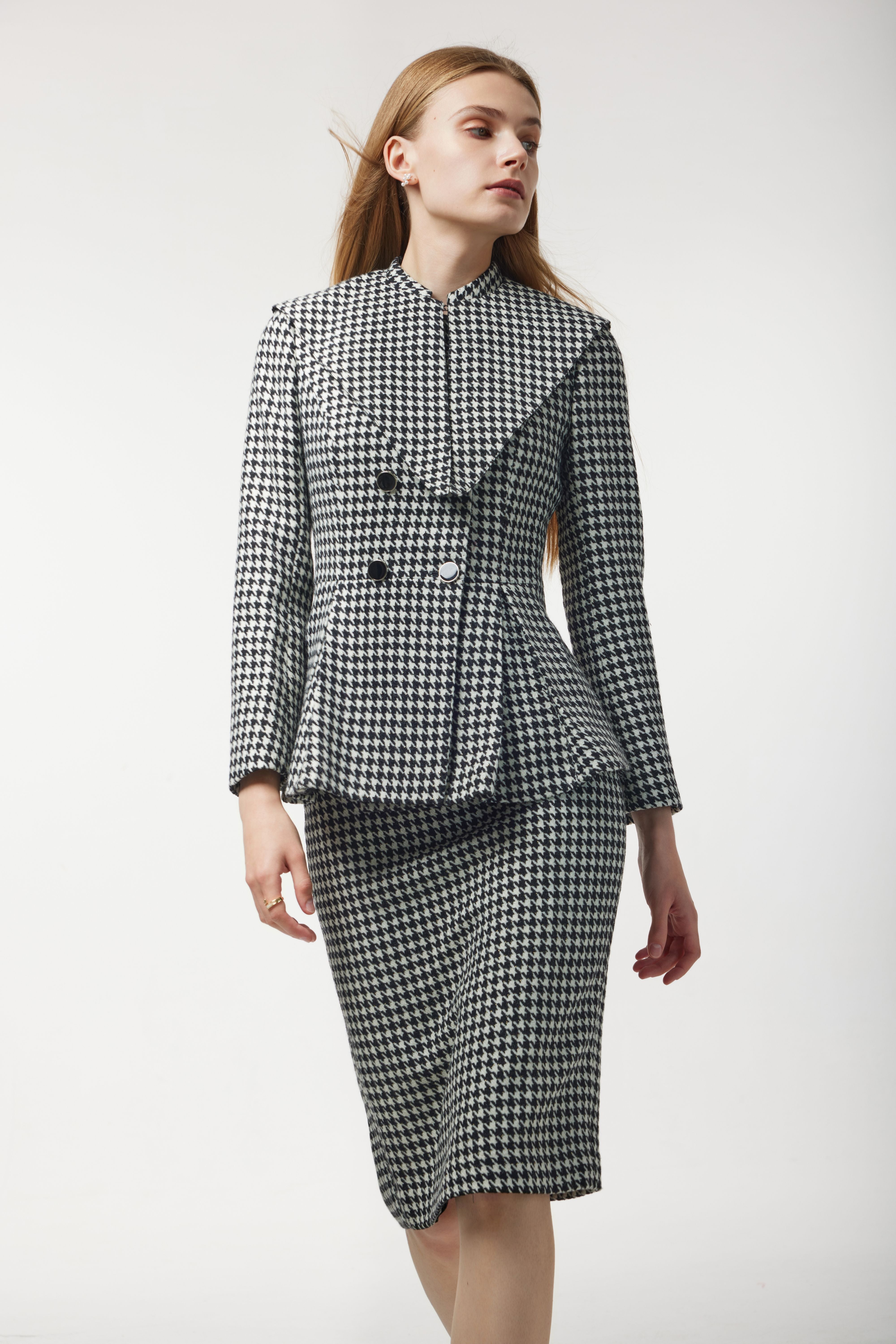 PM BLAZER FRENCH HOUNDSTOOTH SKIRT