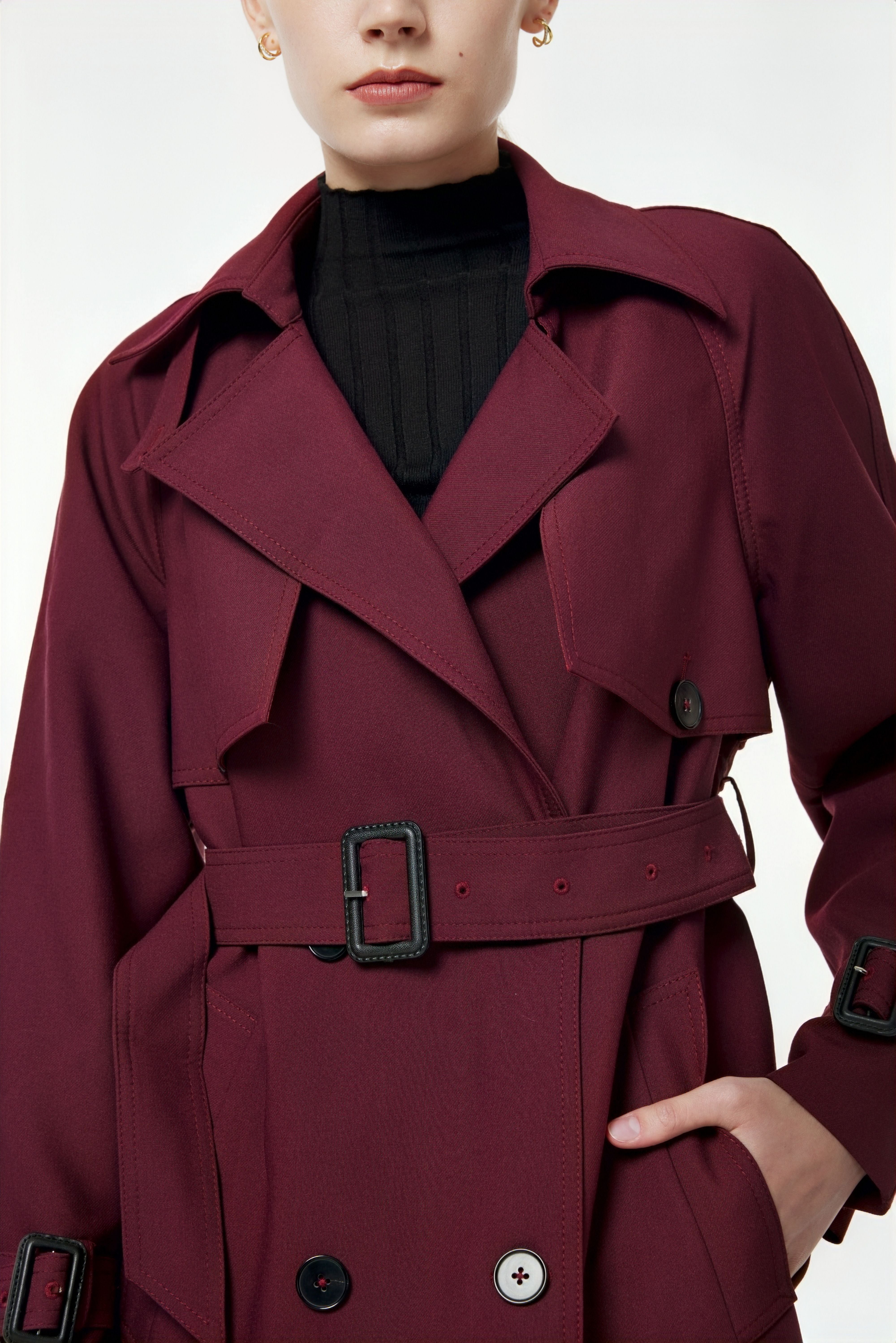 PM BURGUNDY RED TRENCH COAT