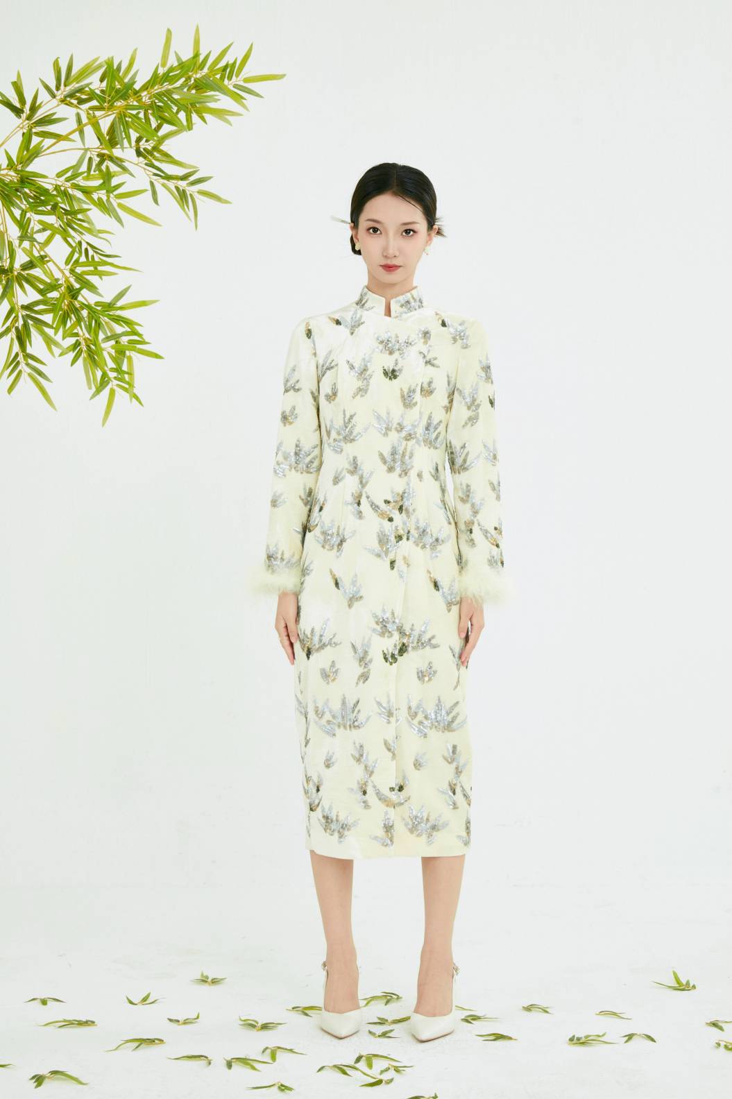 CH COLLECTION DRESS STAND COLLAR SLANT PLACKET