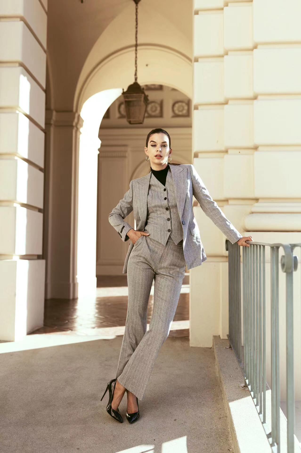 STRIPED BLAZER PANTS FORMAL BUSINESS